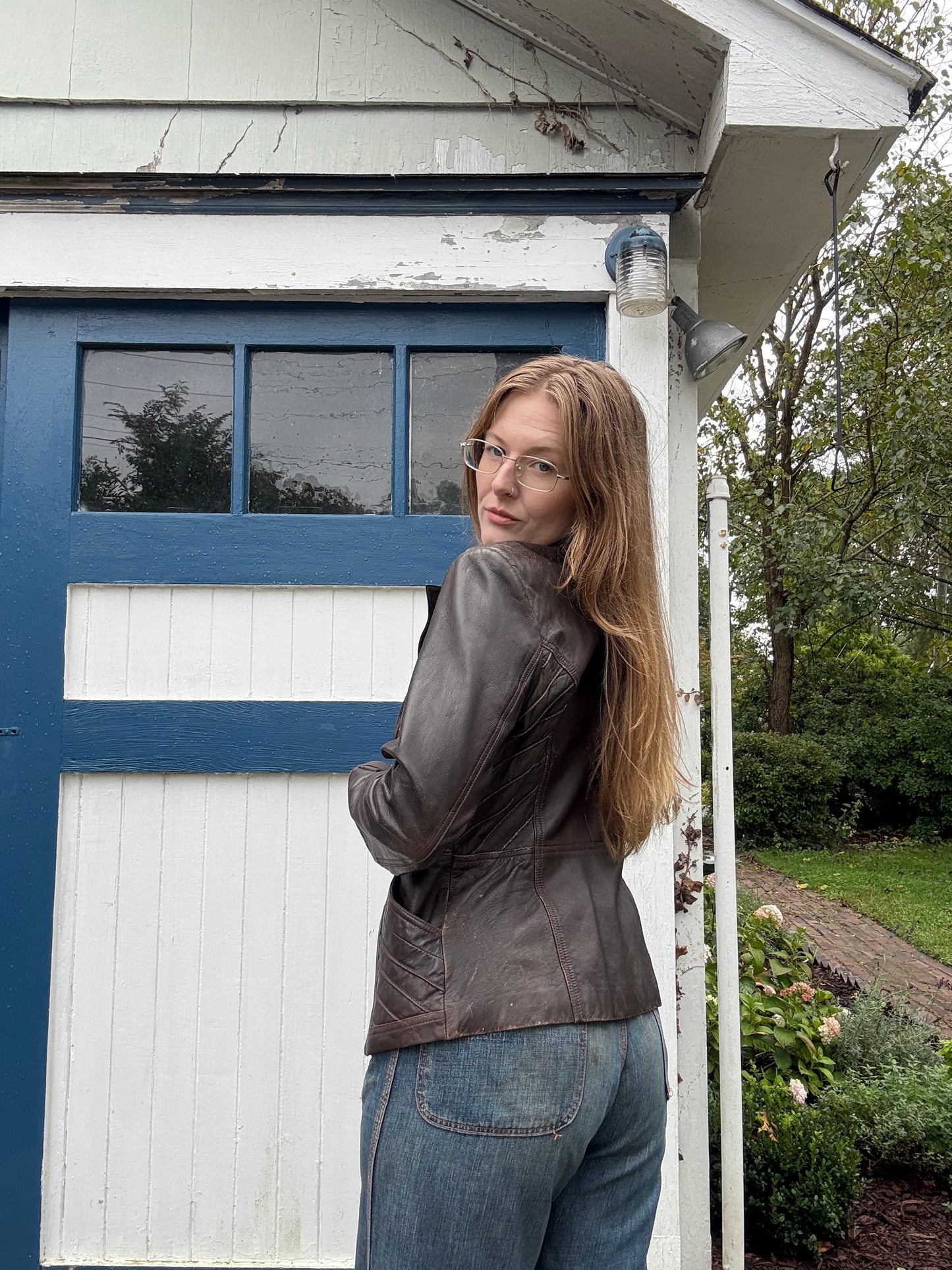 1990s Brown Leather Jacket M