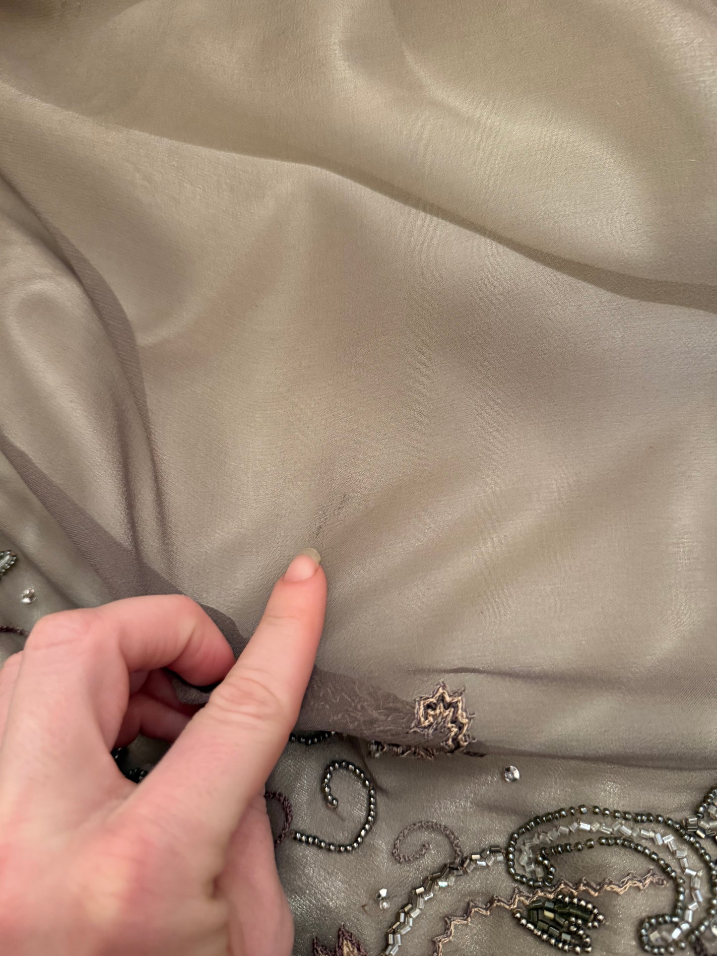 1990s 100% Silk & Beaded Scala Dress L