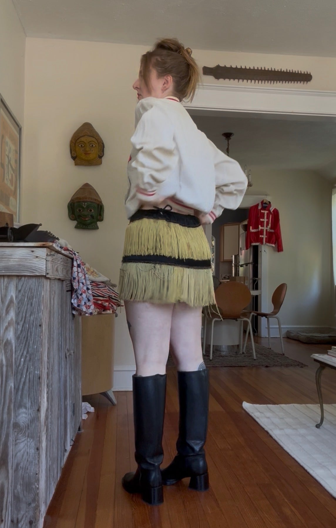 1960's Black and Gold Fringe Mini Skirt