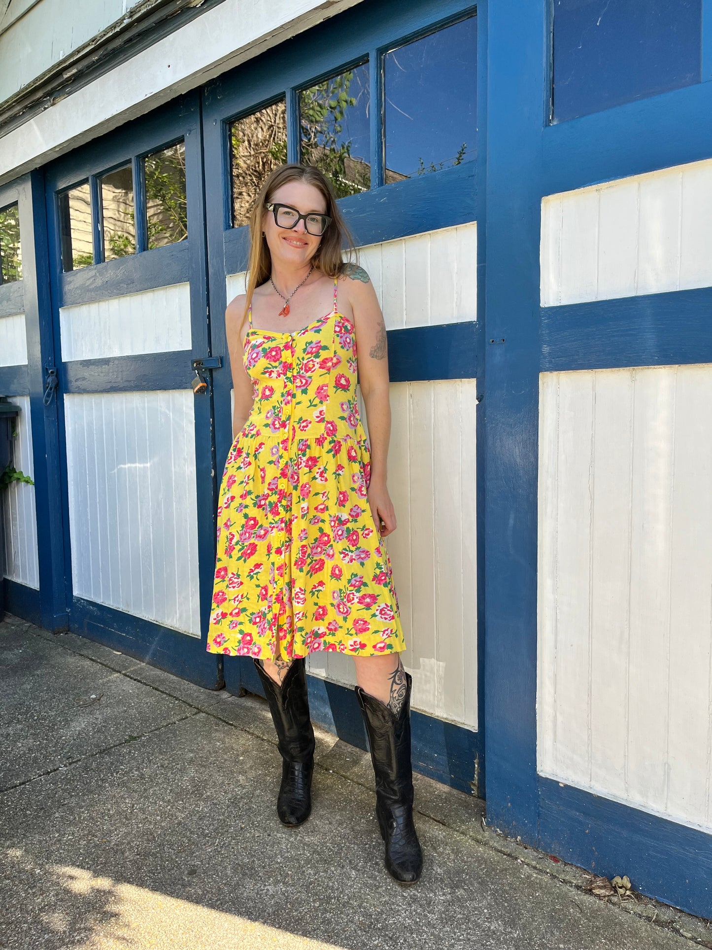 100% Cotton Adrienne Vittadini Yellow Dress