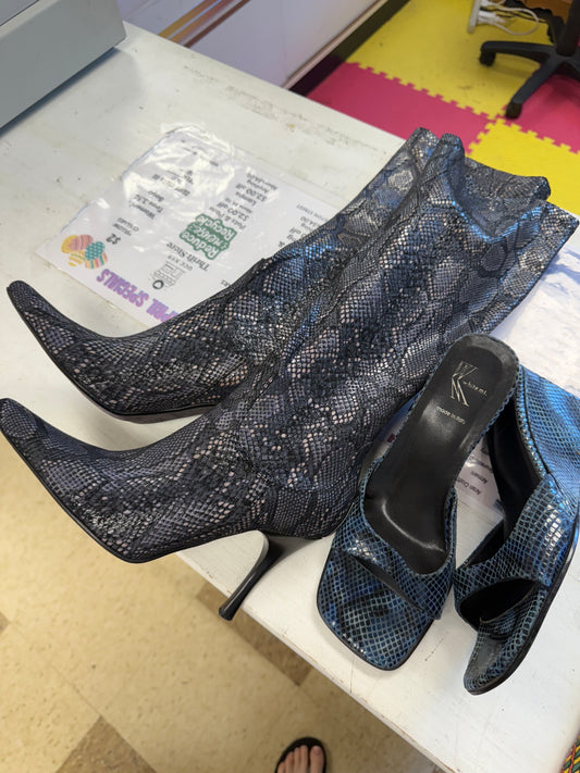 Y2K Blue Square Toed Heels
