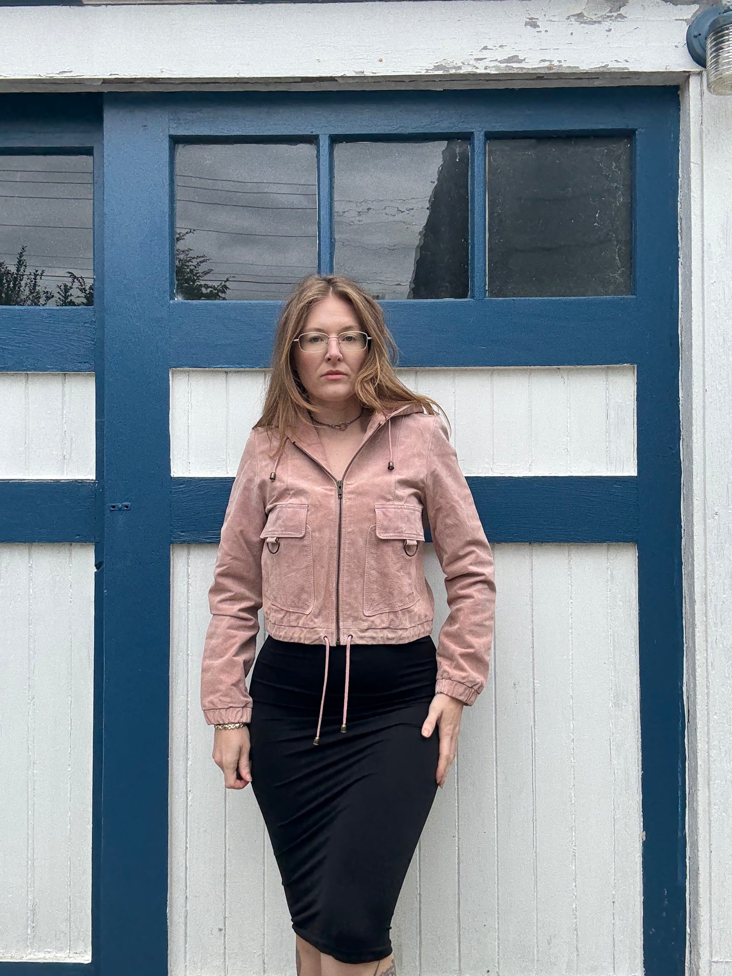 1990s Pink Suede Wilson’s Leather Hoodie Style Jacket
