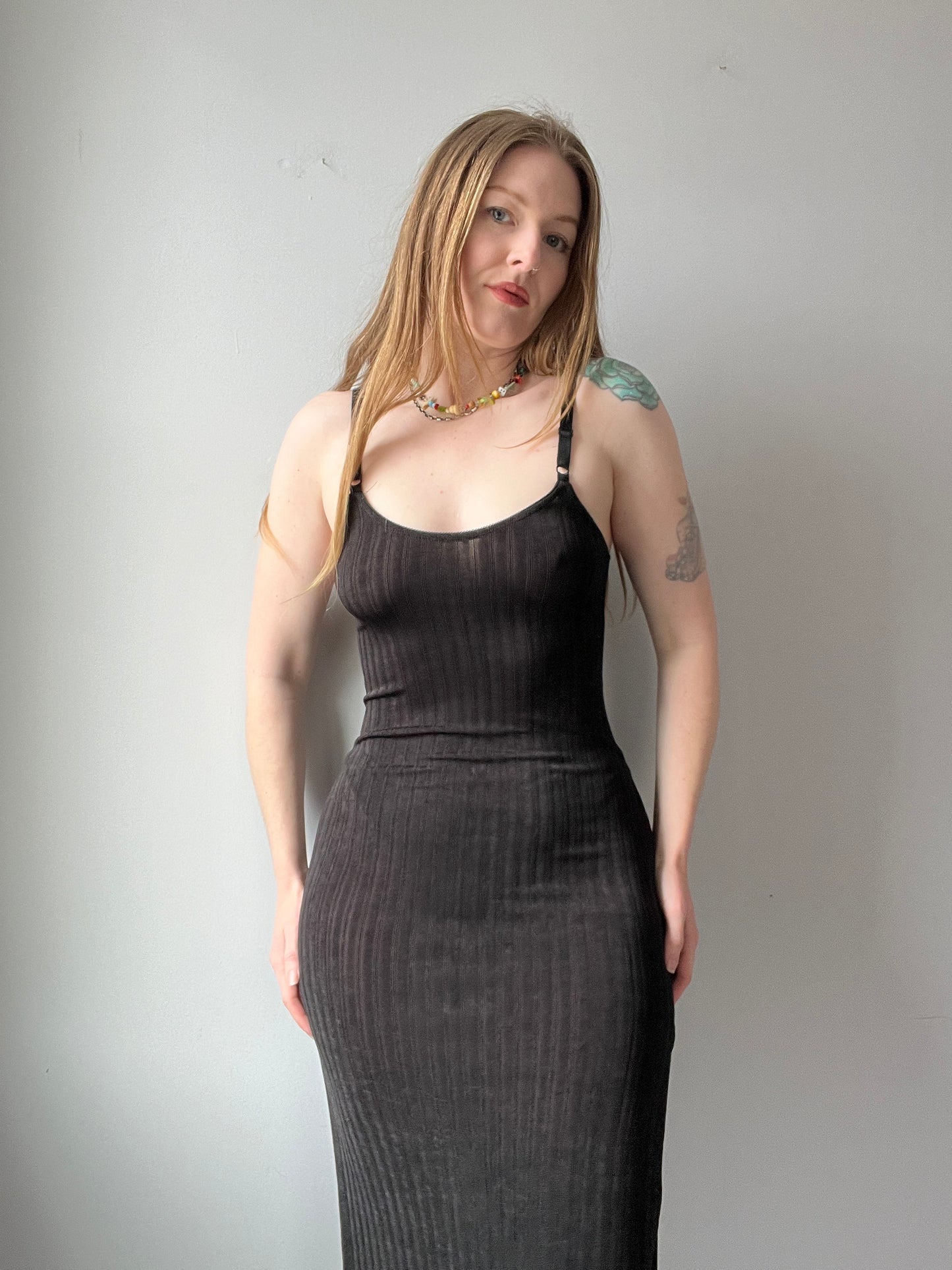 1990s Tripp Slinky Black Dress