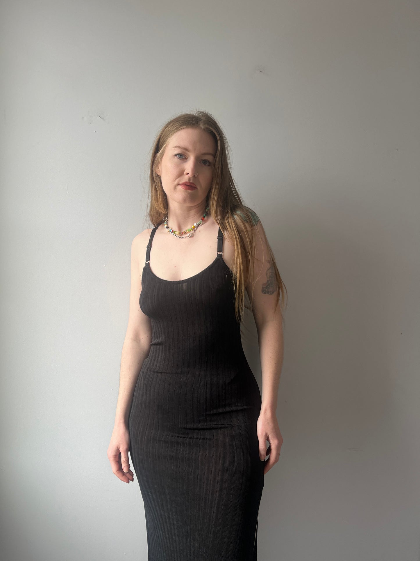 1990s Tripp Slinky Black Dress