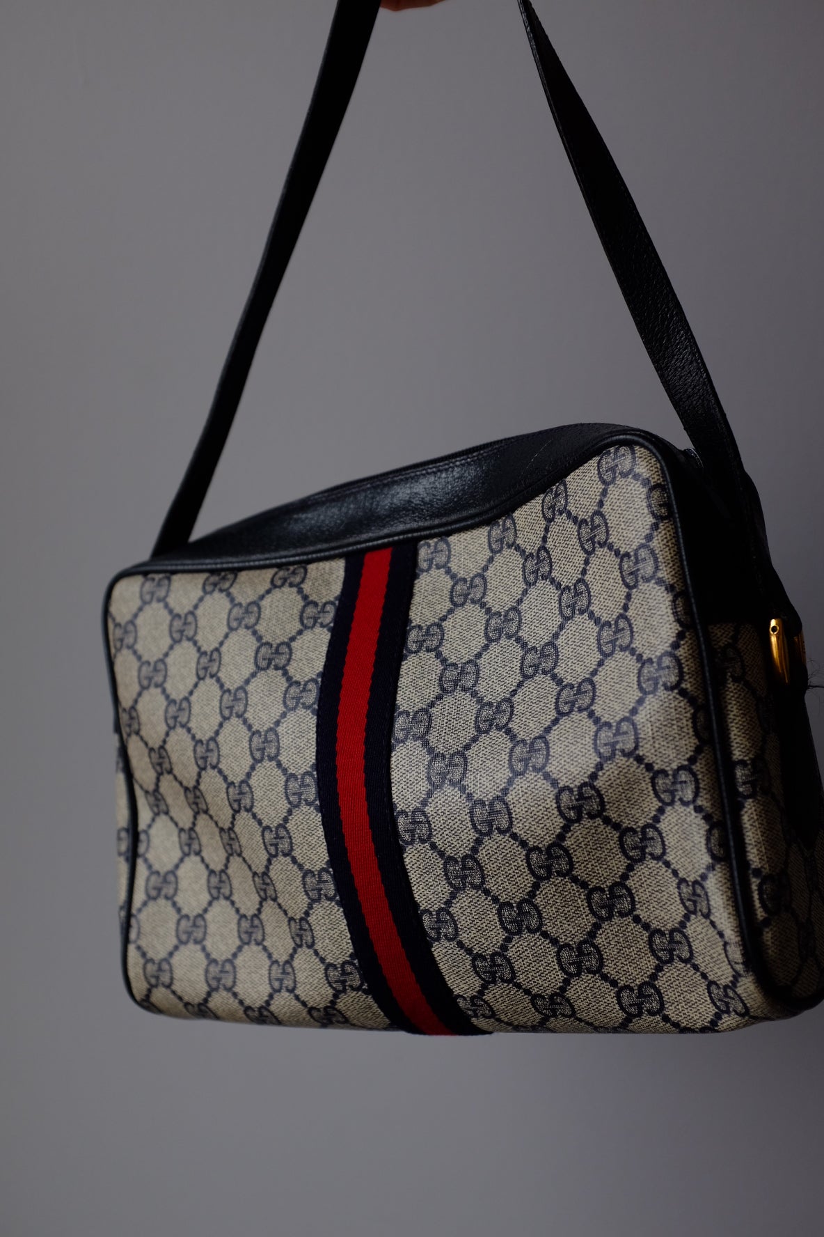 Gucci GG Supreme Sherry Line Shoulder Bag Red Navy