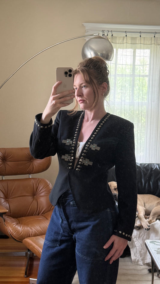 Double D Ranch Wool Fitted Jacket with Stud Detailing XS/S