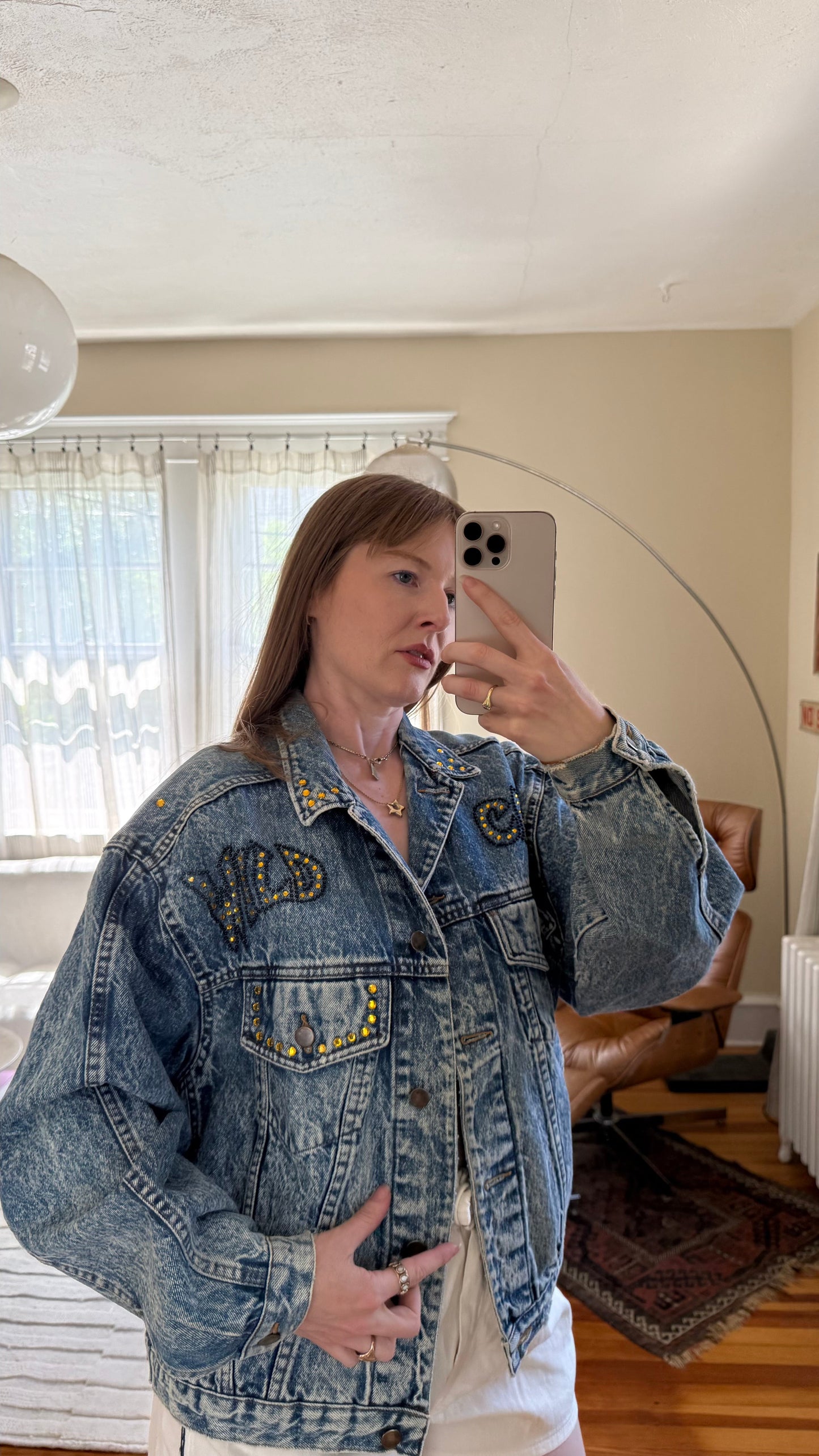 1980s Hand Painted Wild Cat Tiger Denim Jacket S-L
