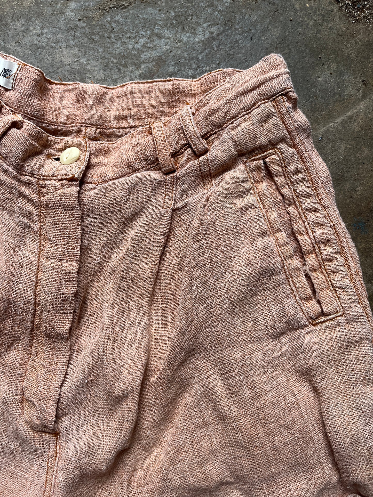 1990s Salmon-y Orange Hemp Shorts 24"