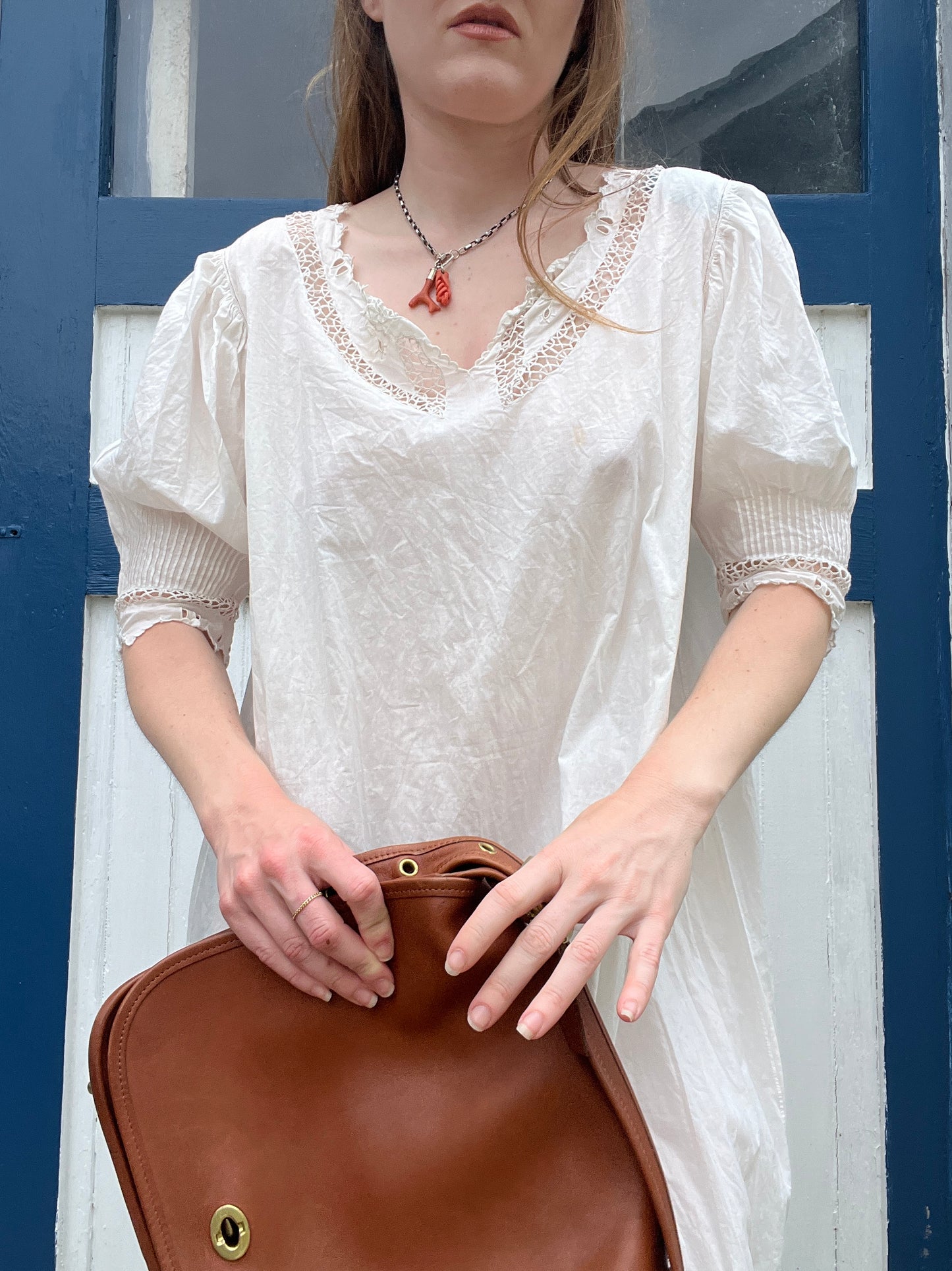 Victorian Antique White Cotton Dress