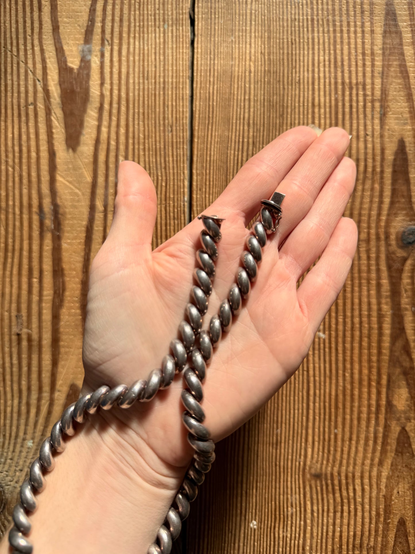 925 Silver San Marco Macaroni Link Necklace