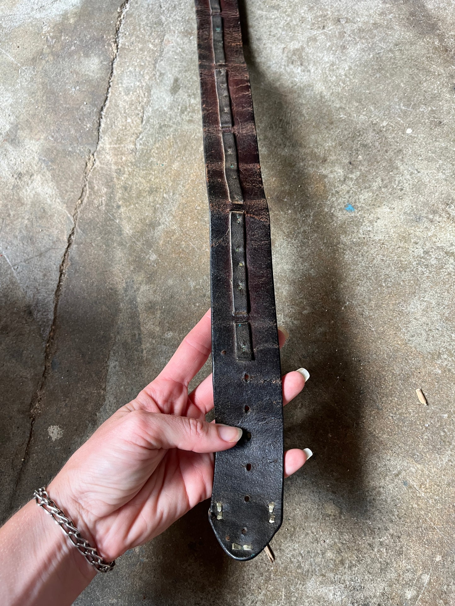 1940s 1950s Black Studded Concho Belt 29”-32”