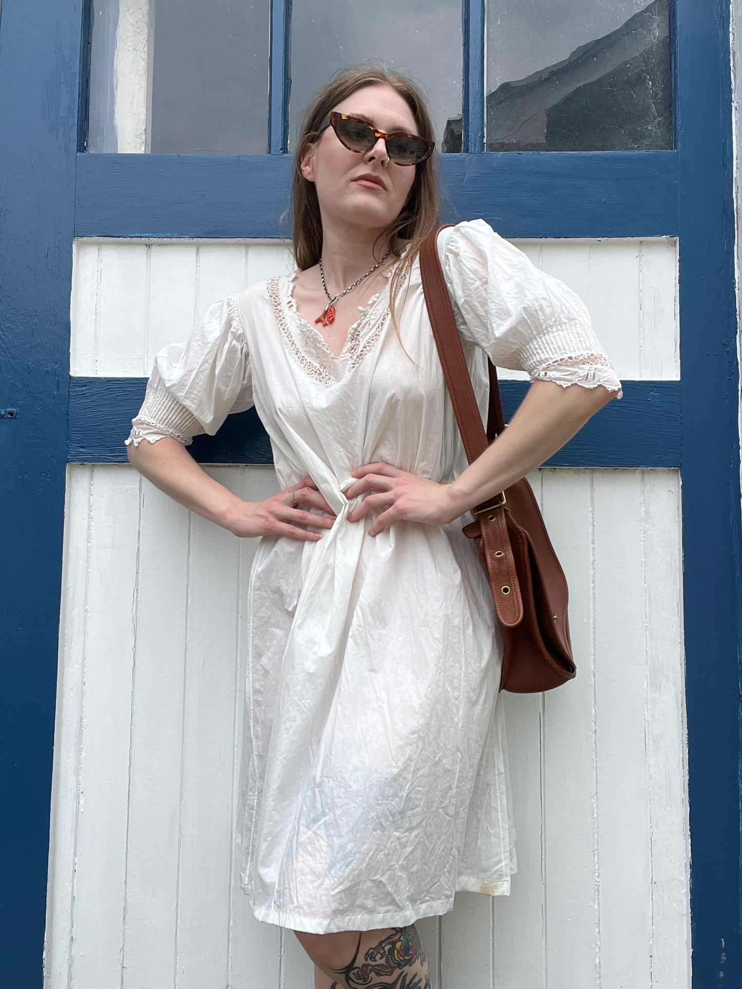 Victorian Antique White Cotton Dress