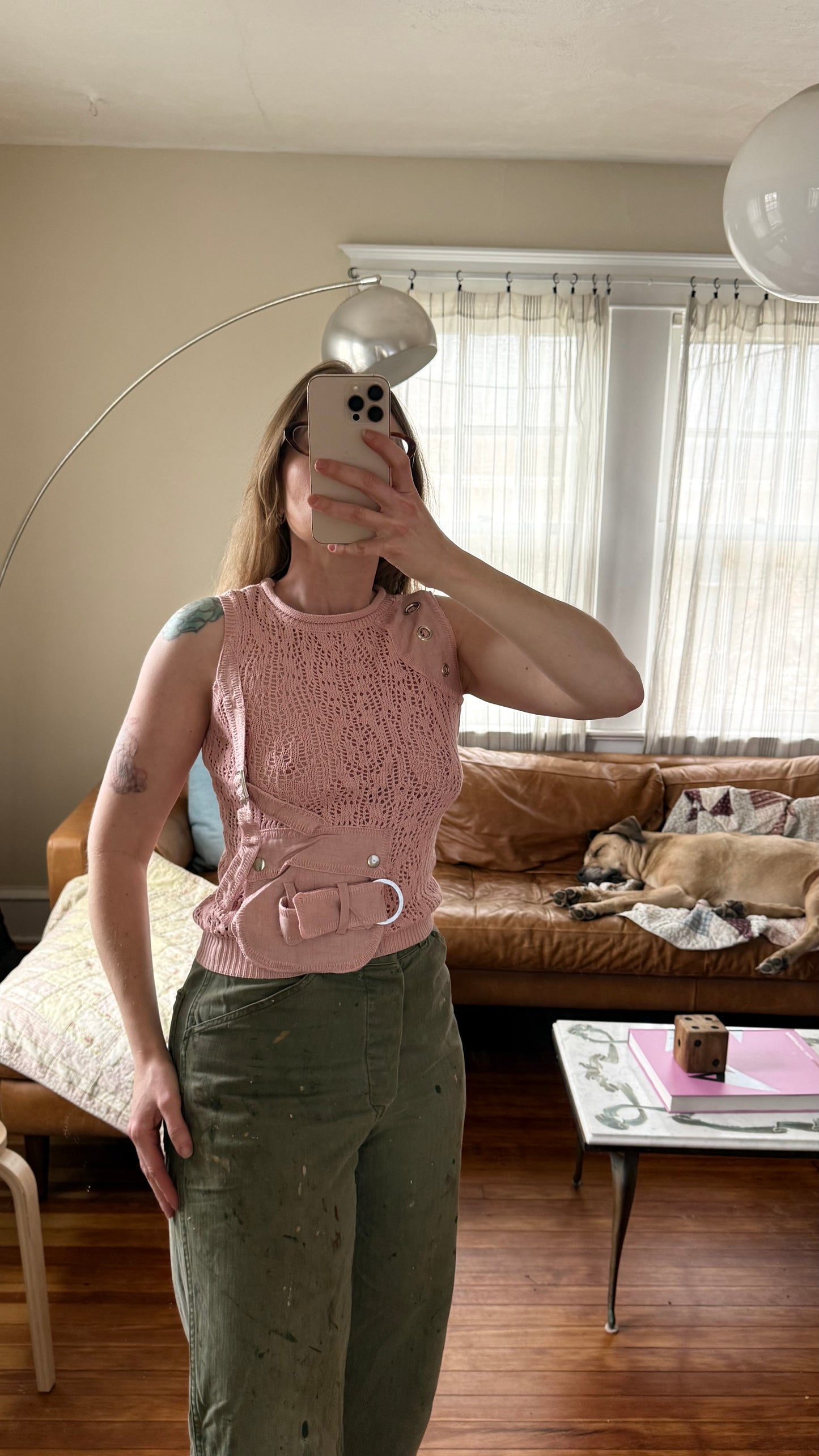 Y2K Cotton Knit Top with Pocket