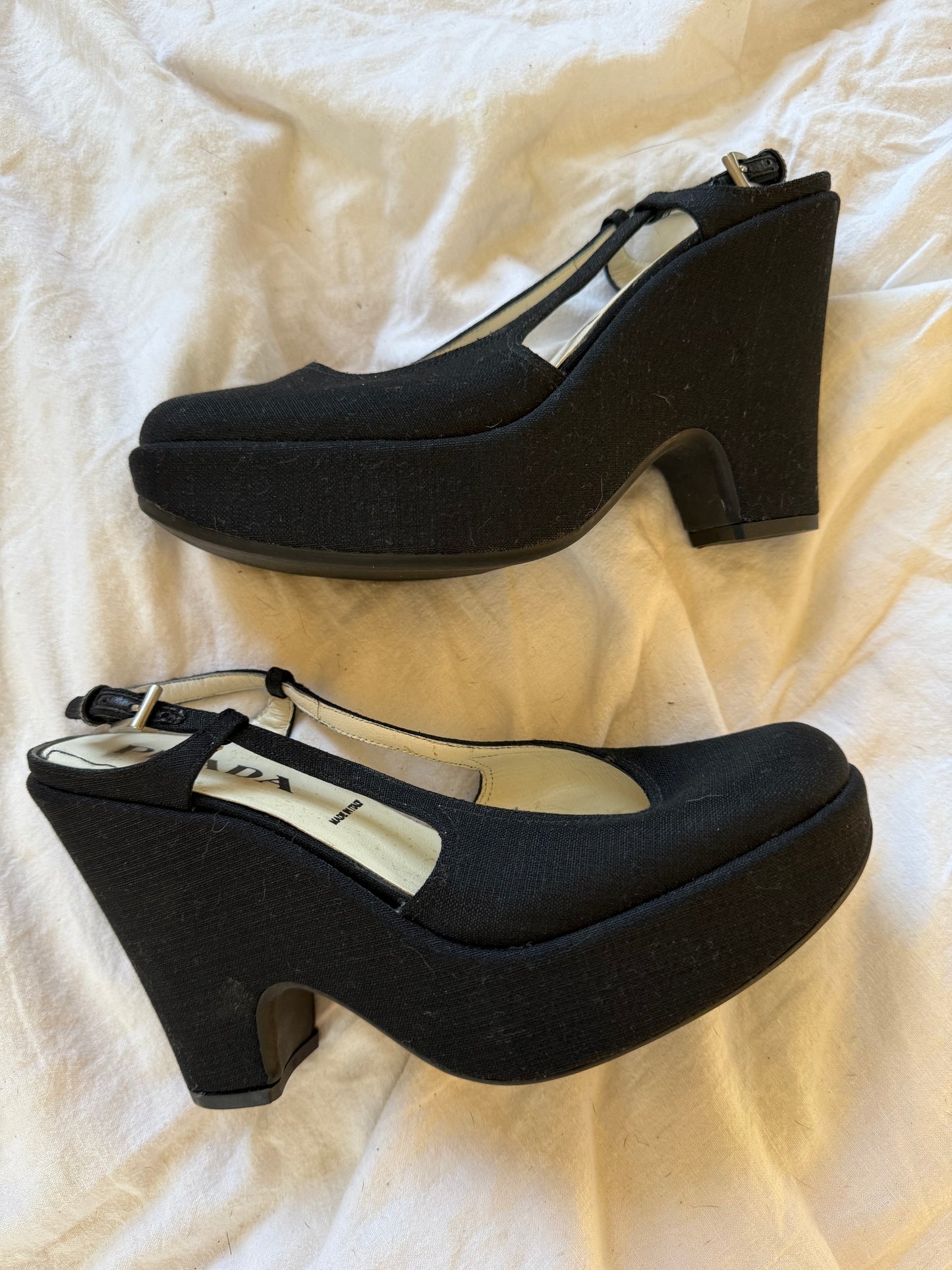 1990s Vintage Prada Black Heels 7.5