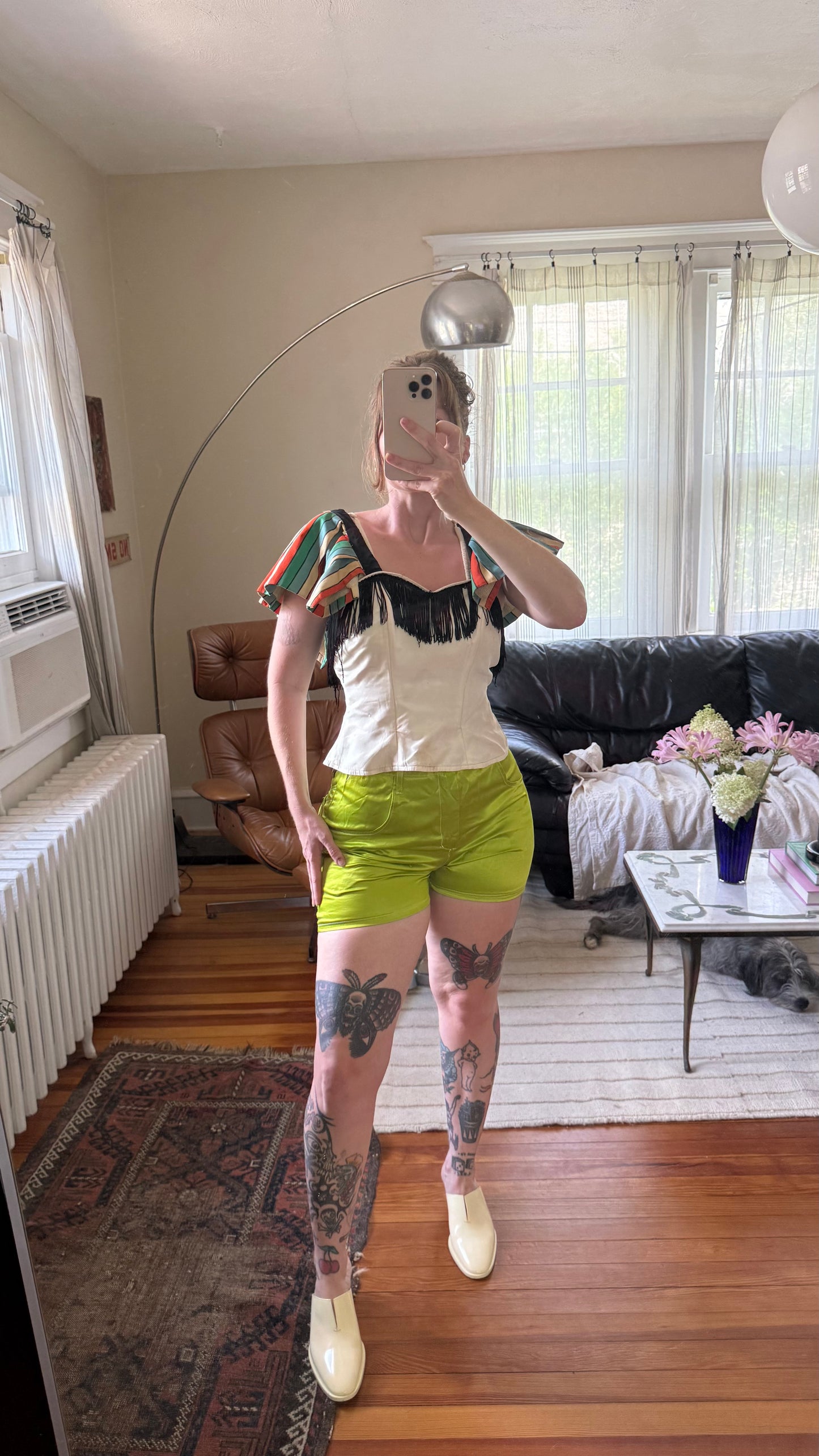 1990s Super Funky Lime Green Shiny Hot Shorts