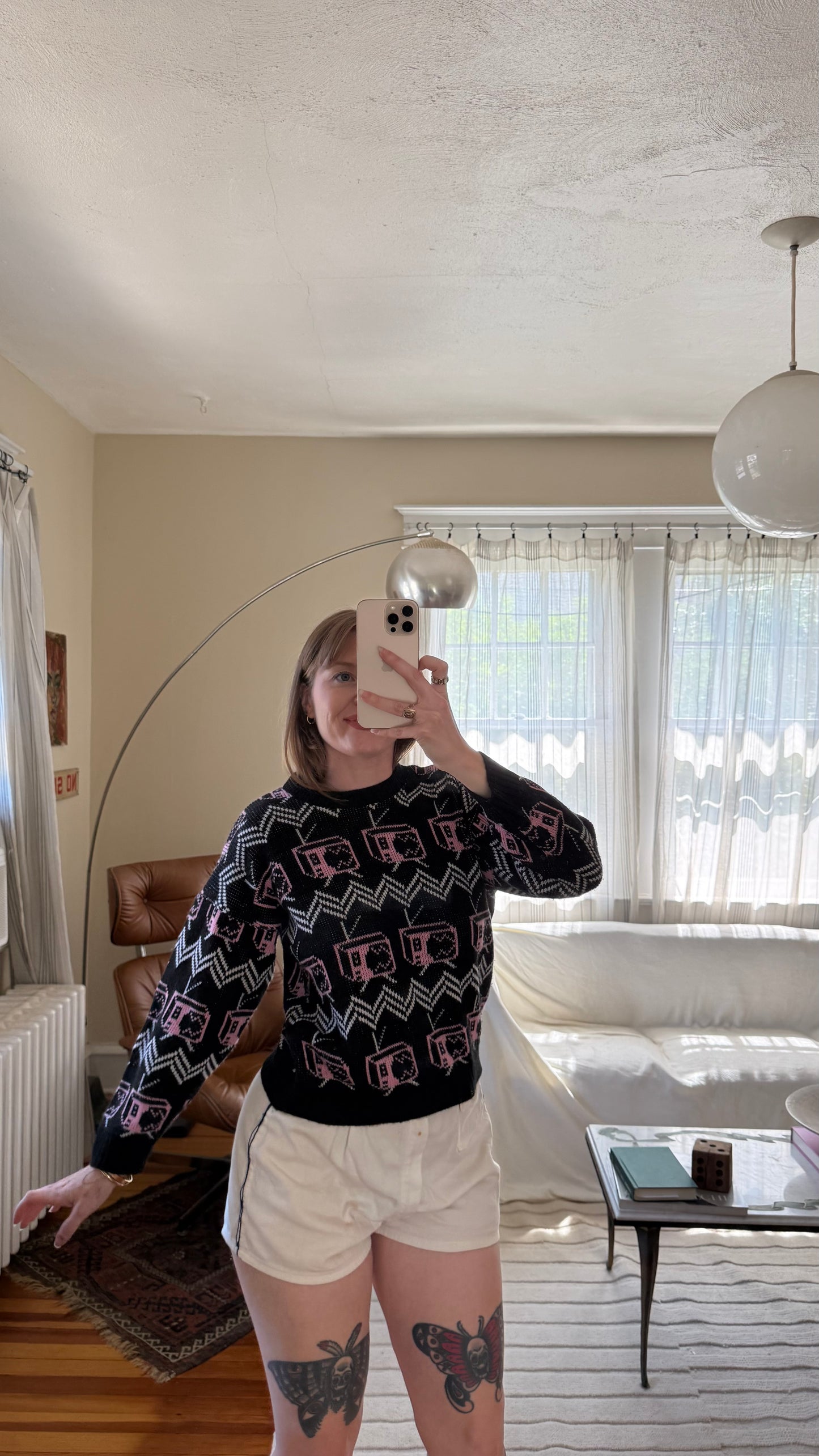 1960s/1970s All Over Print TV Sweater S/M