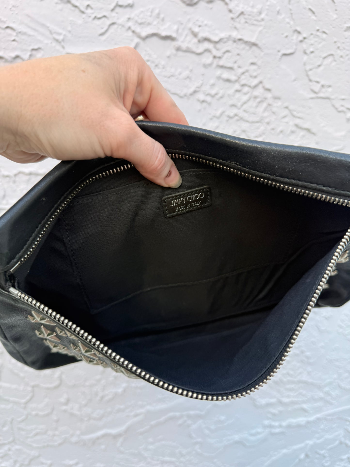 Jimmy Choo Leather Star Studded Clutch