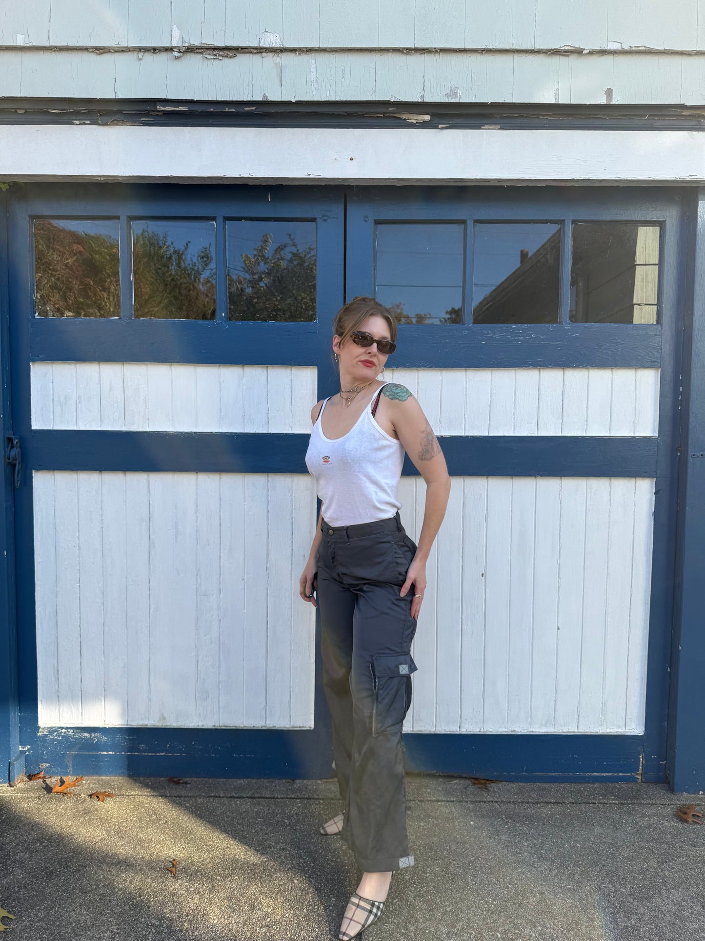 1990s Kik Girl Raver Grey Flared Pants