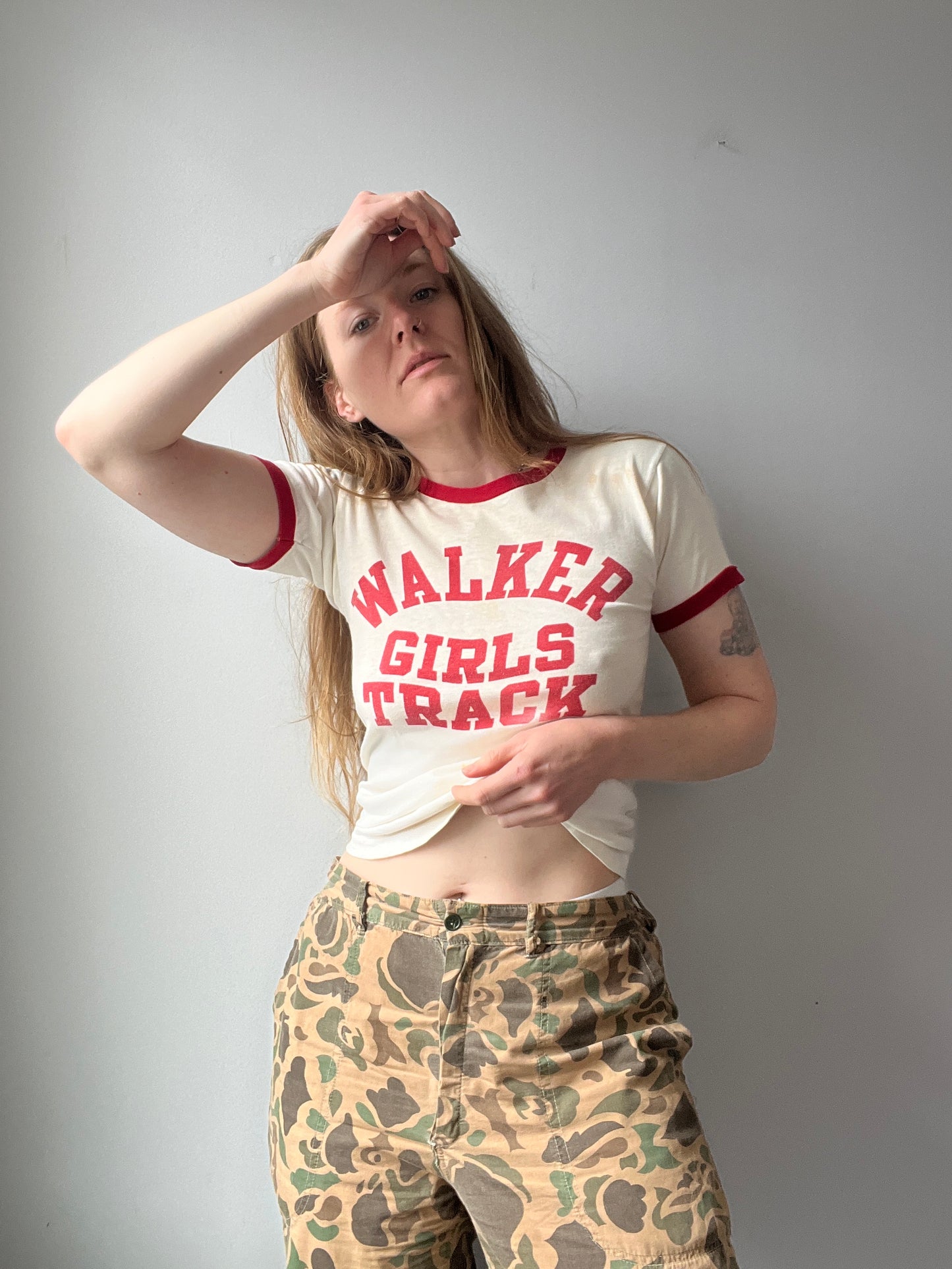 1960s Walker Track Spell Out Ringer Tee S