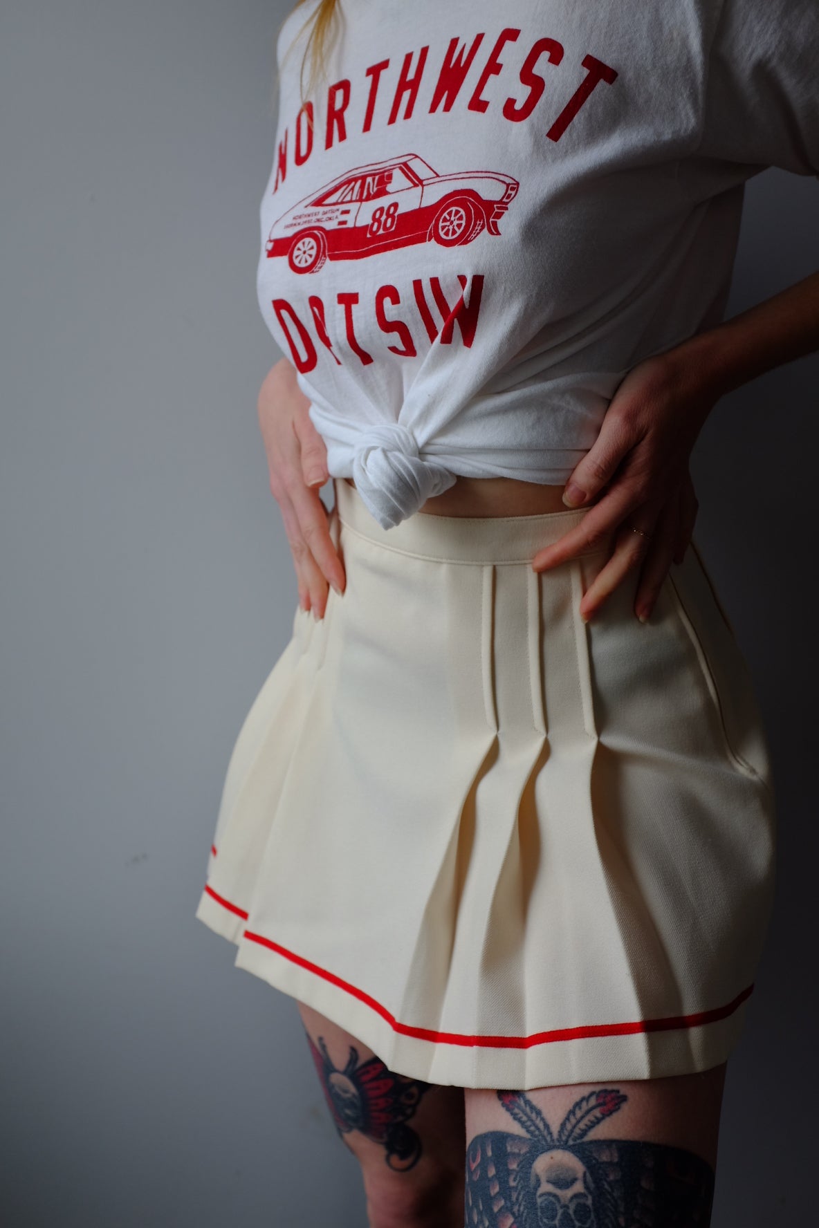 1970s Ellesse Cream Tennis Skirt S