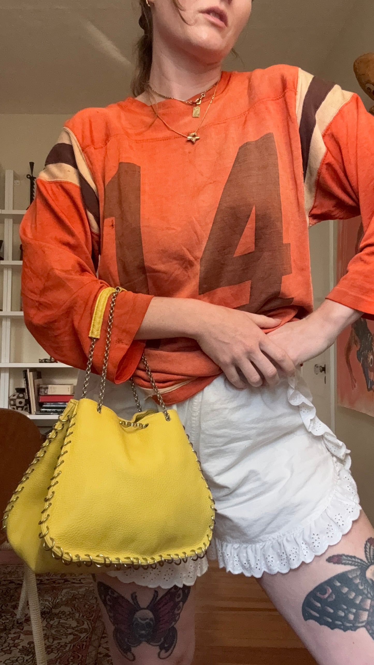 Vintage Frankie Amaury Yellow Pierced Purse