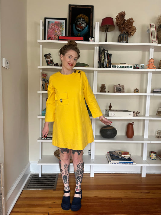 1970s Yellow Turn Lock Dress