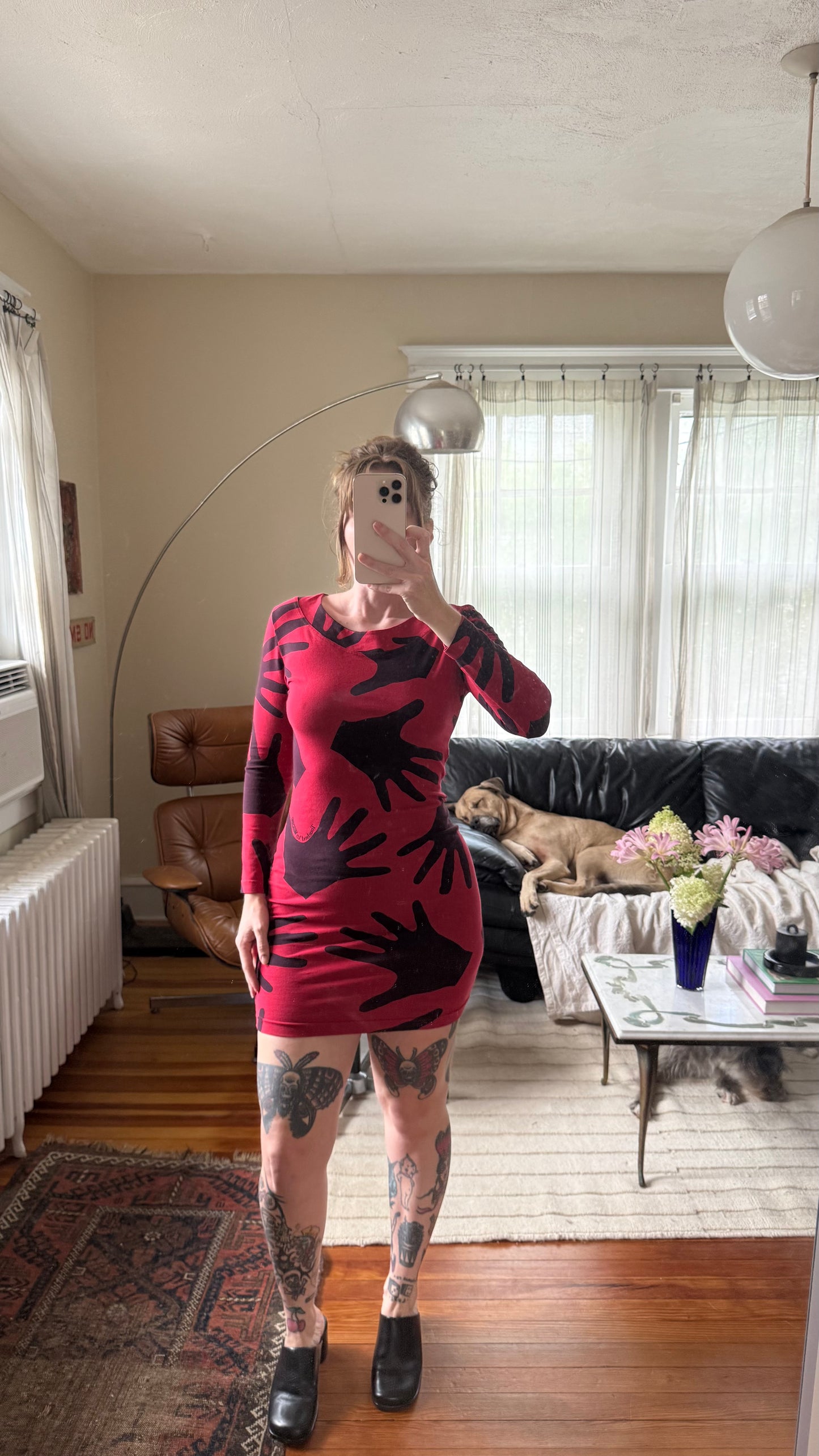 Y2K Moschino Touched By All Over Print Cotton Mini Dress