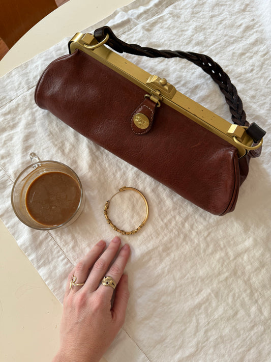1980s Il Bisonte Brown Leather Doctor Style Bag
