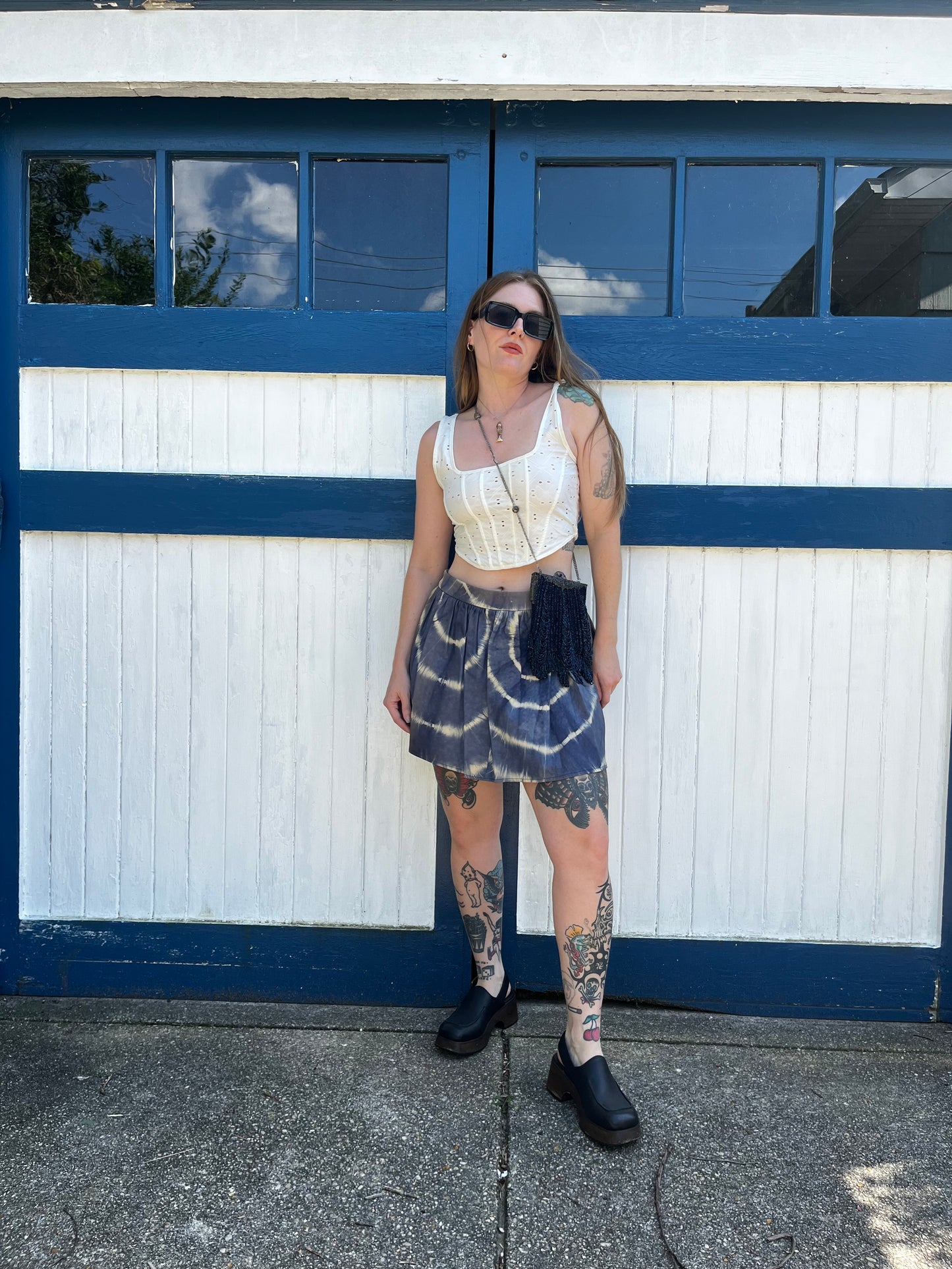 Tie Dye Leather Skirt