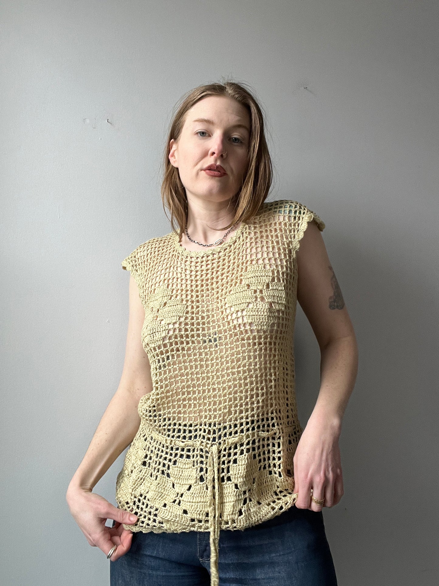 1970s Crochet Tan Top