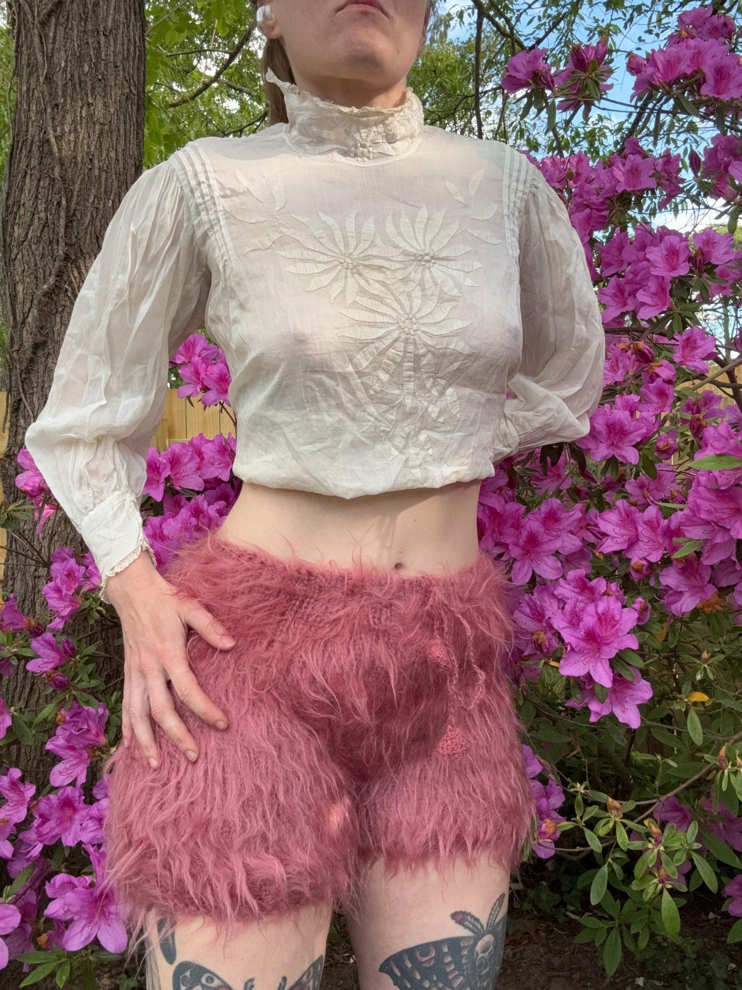 Antique Victorian Corset White Cotton Top S
