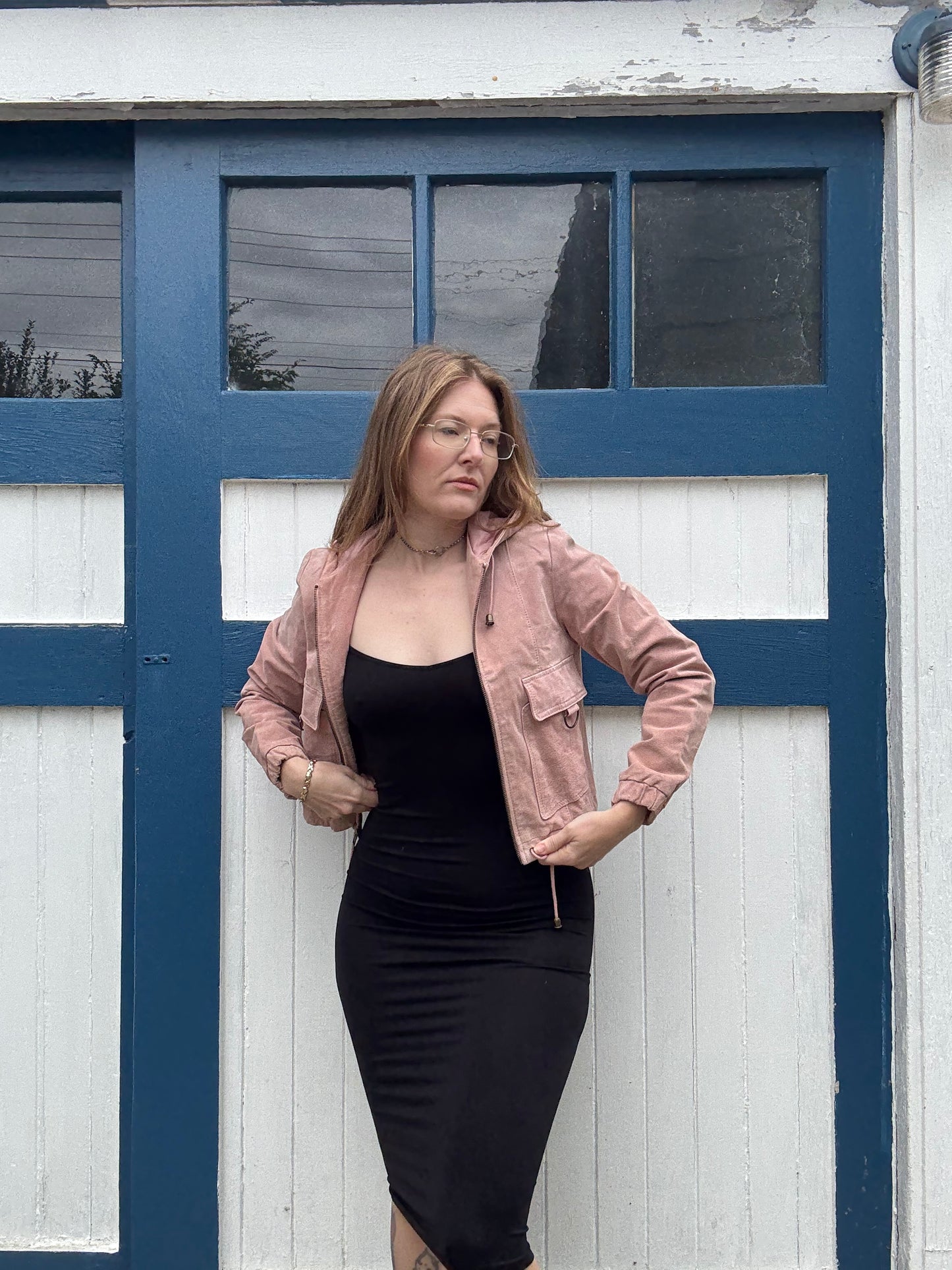 1990s Pink Suede Wilson’s Leather Hoodie Style Jacket