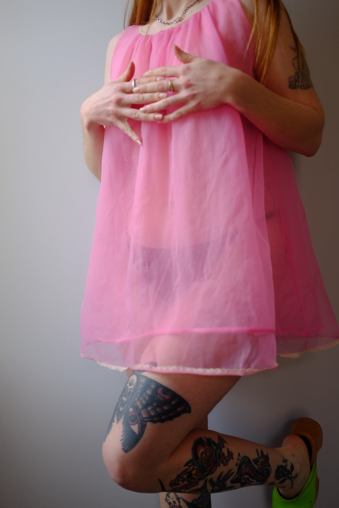 1970’s Bubblegum Pink Lingerie Mini Dress