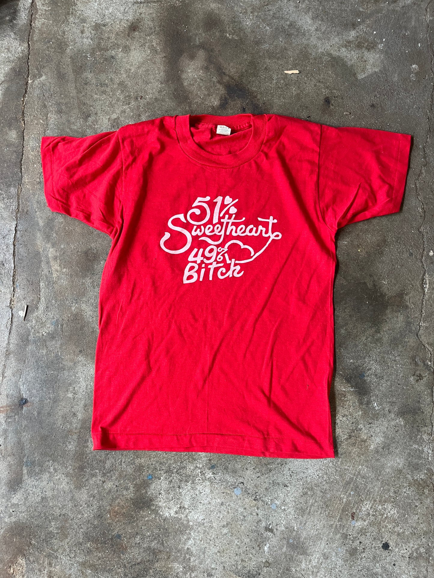 51% Sweetheart 49% Bitch Red Tee S/M