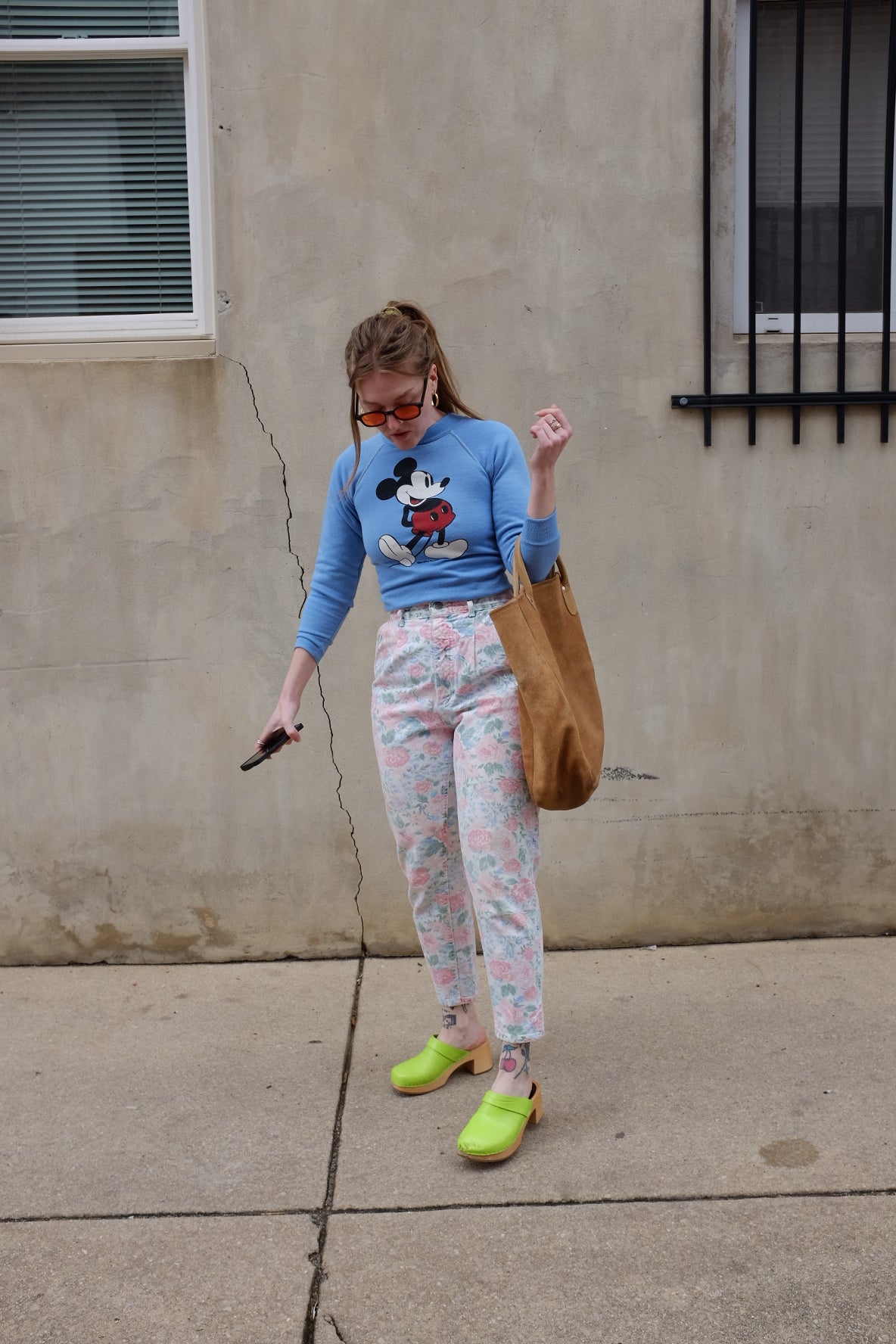 1980s Lee High Waisted Floral Pants