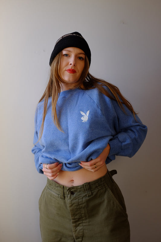 1970’s Playboy Blue Crew Neck L