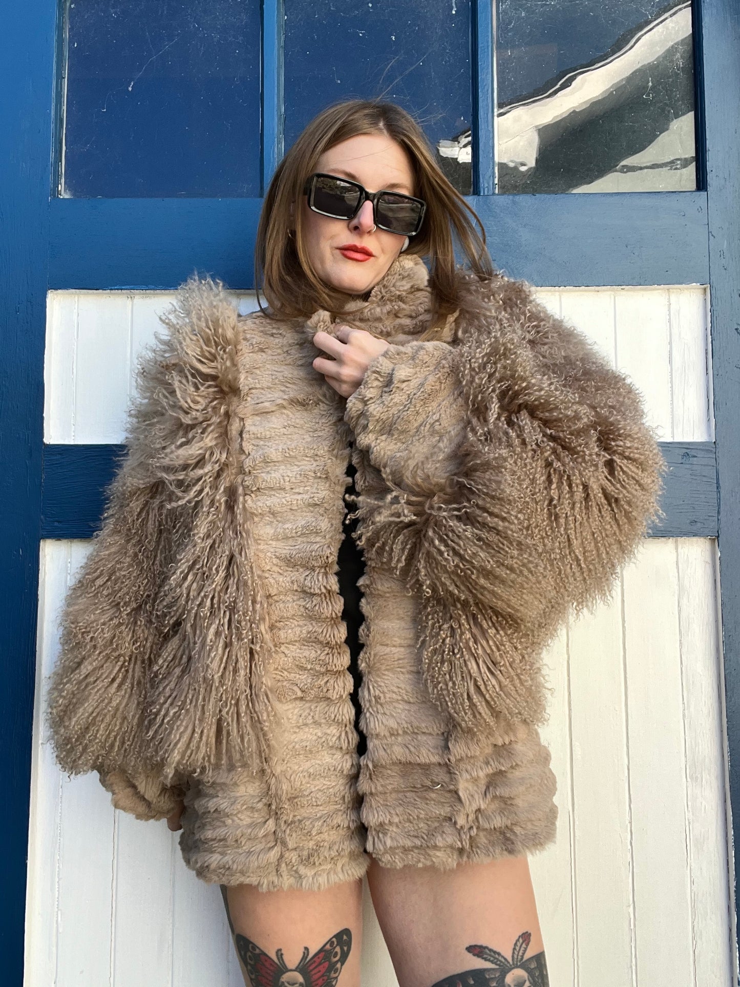 Vintage Mongolian Lamb & Rabbit Fur Coat