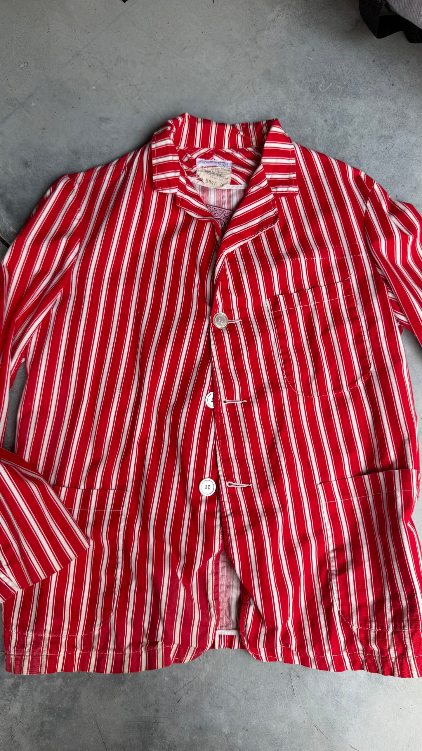 1940s Cotton Striped Chore Coat