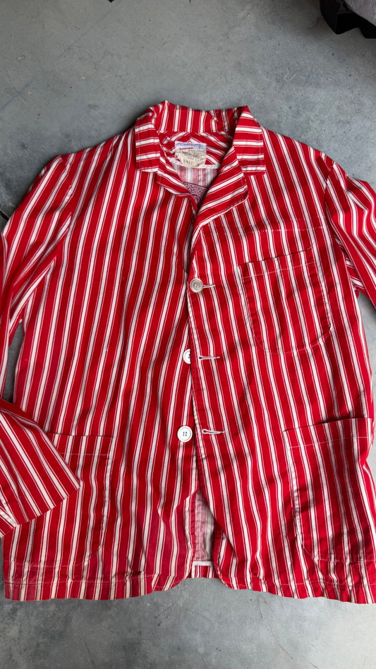 1940s Cotton Striped Chore Coat