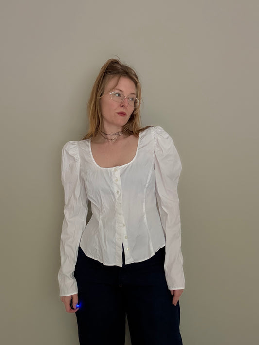 Ralph Lauren Cotton Puff Sleeve Corset Top