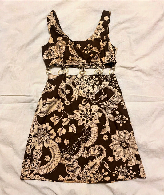 1970s Cut Out O-Ring Mini Dress