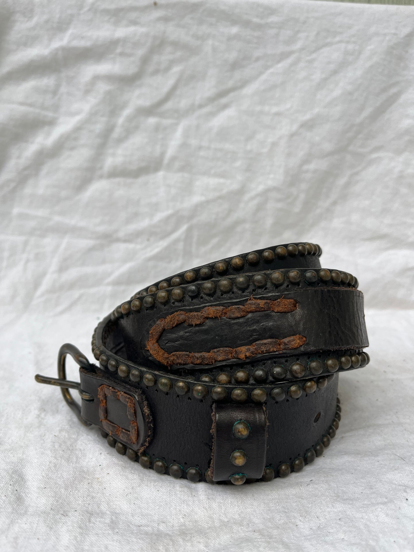 Double RL Ralph Lauren Studded Black Belt 34”-38”