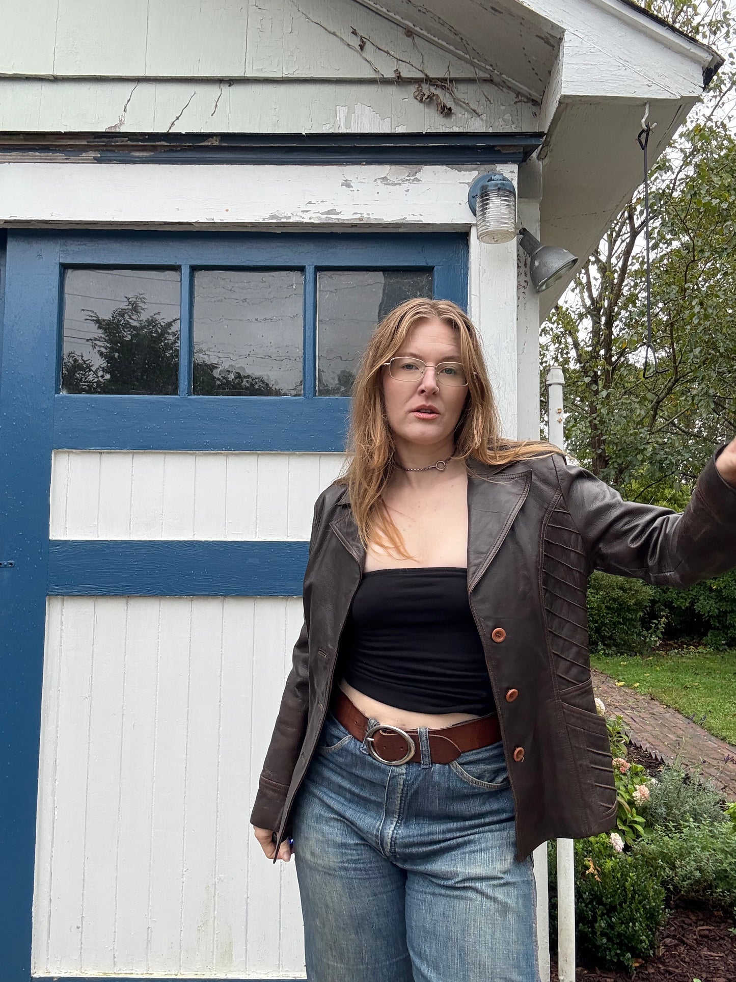 1990s Brown Leather Jacket M