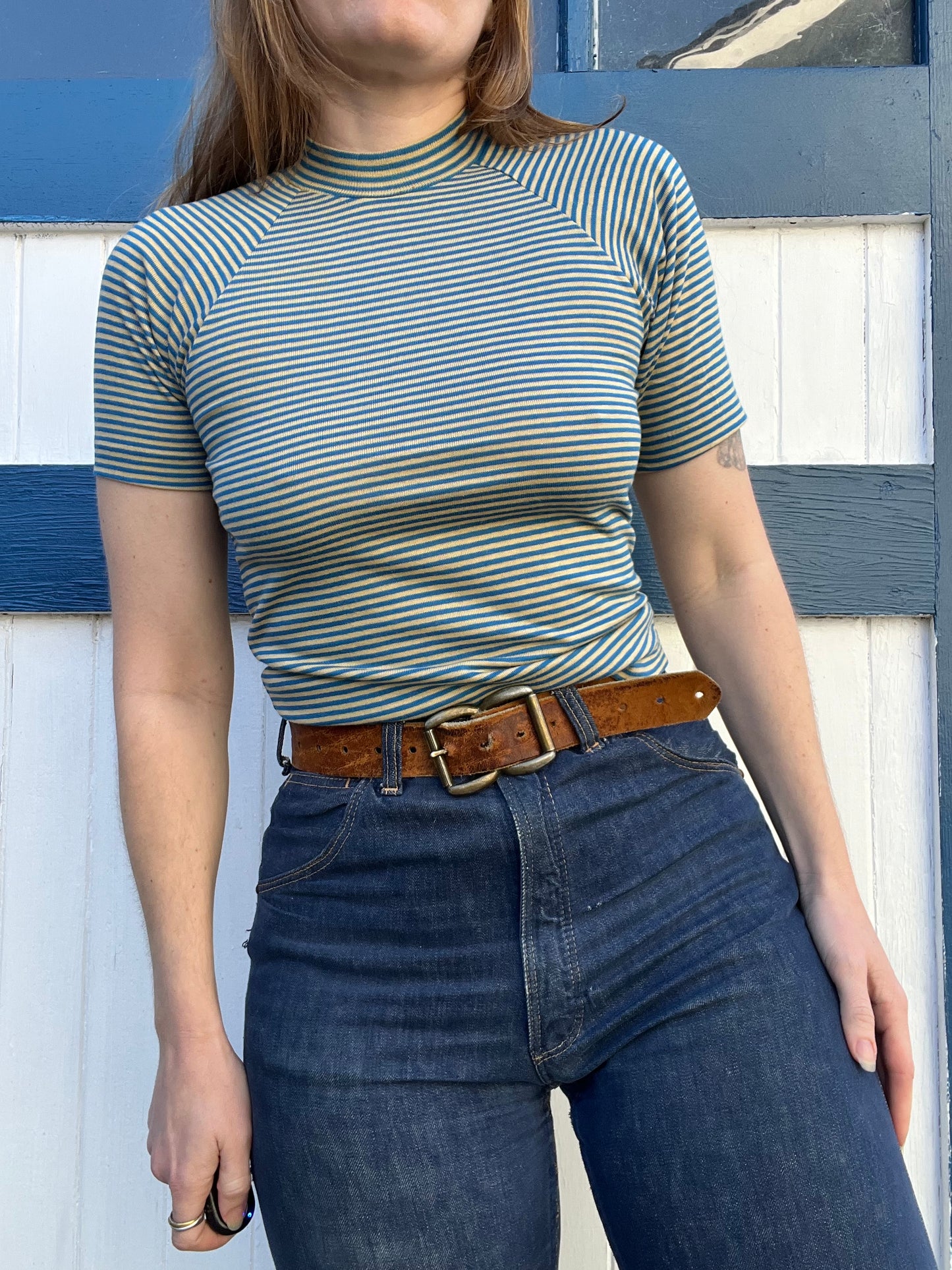 1970s Blue Striped Tee XS/S