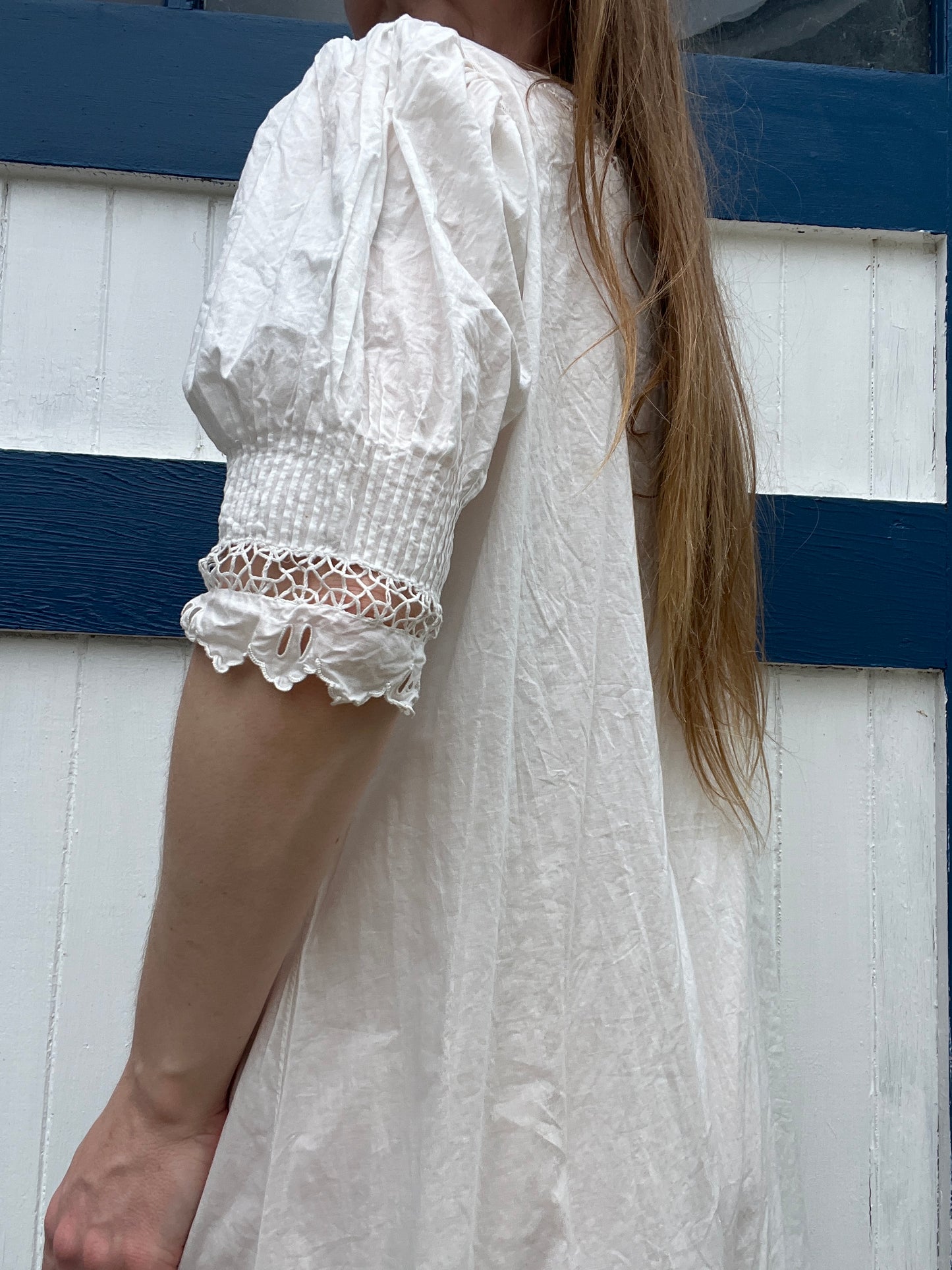 Victorian Antique White Cotton Dress
