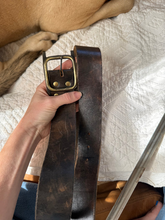 Brass Buckle & Brown Leather Belt