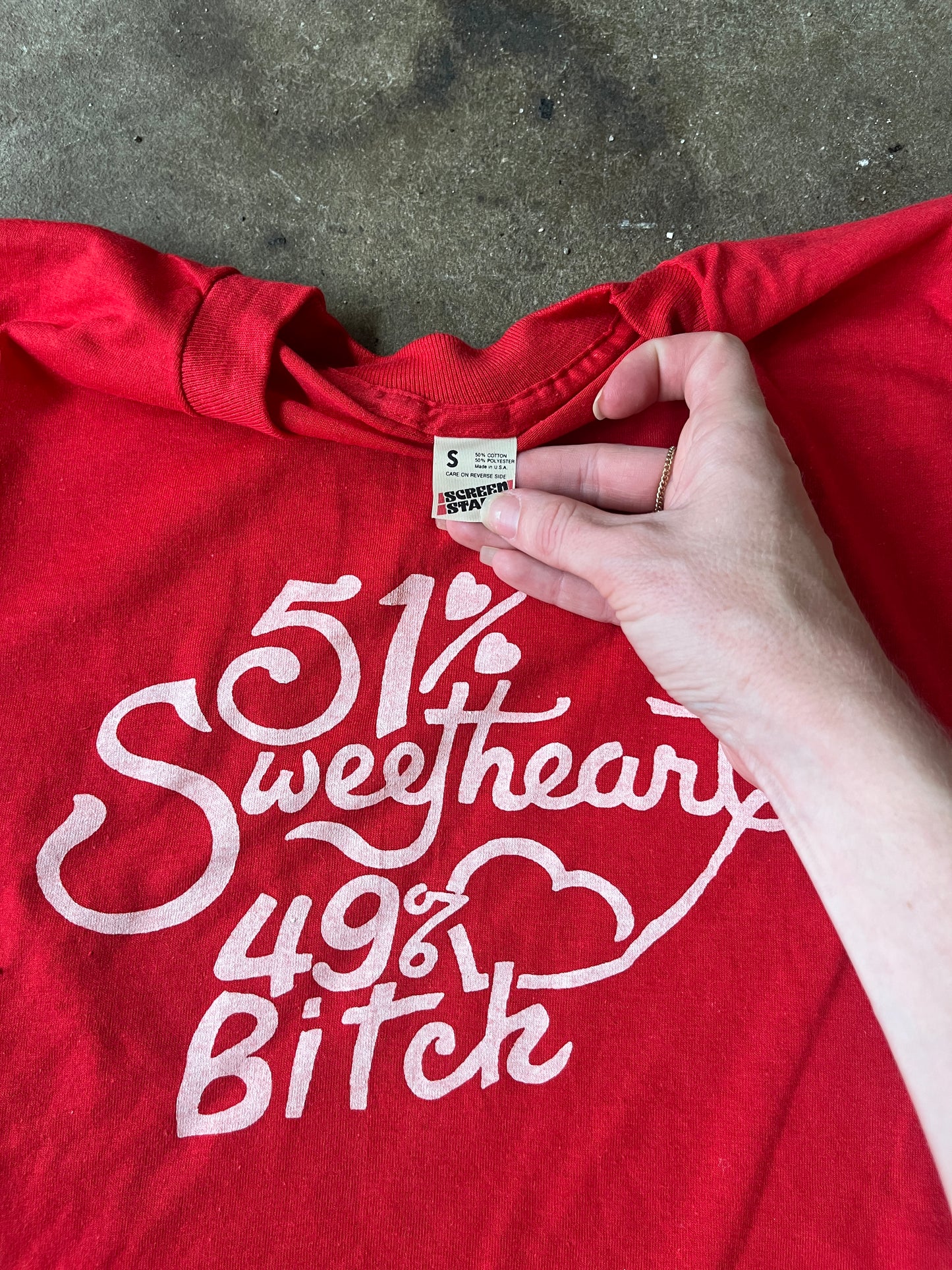 51% Sweetheart 49% Bitch Red Tee S/M