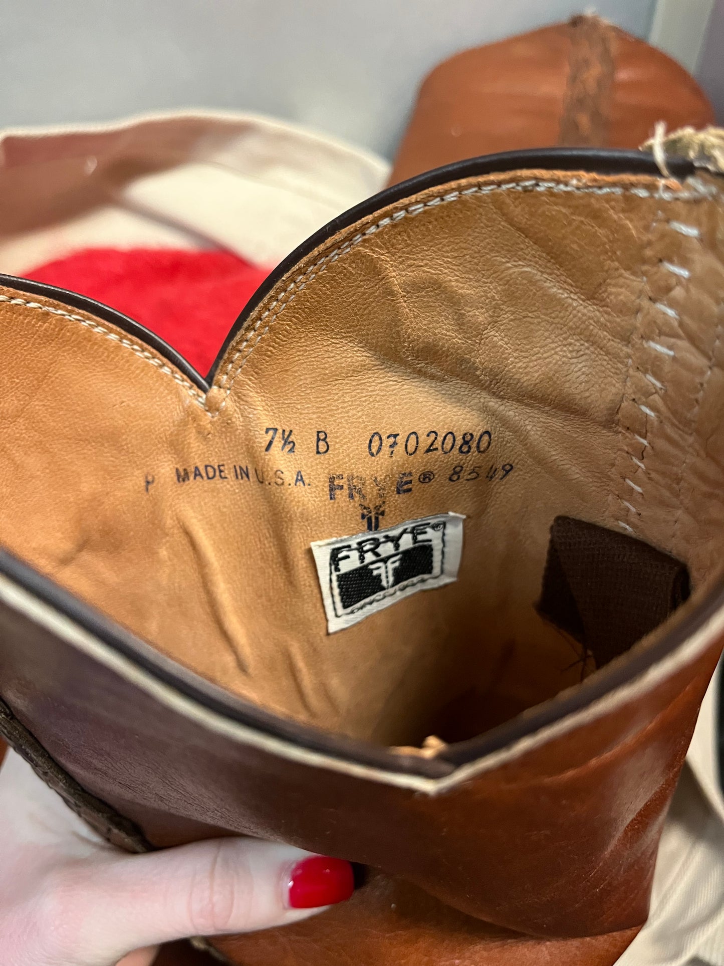 1970s Frye Braided Brown Camus Boot 7.5