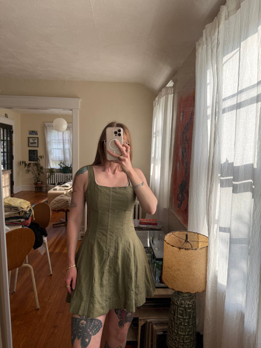 Green Linen Dress