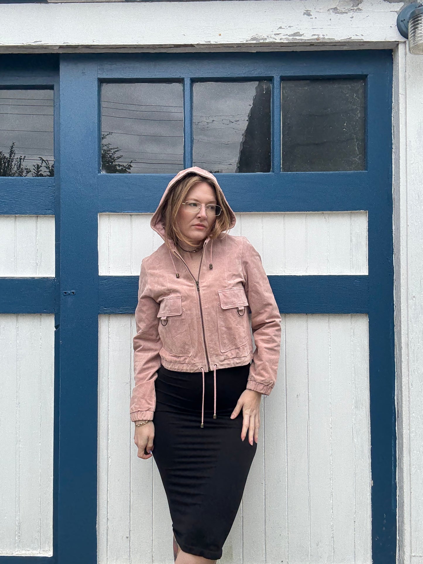 1990s Pink Suede Wilson’s Leather Hoodie Style Jacket